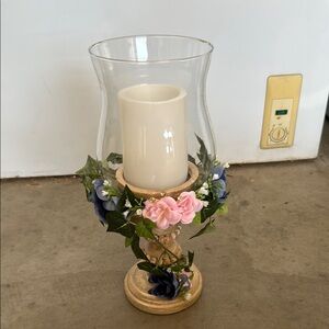 Wedding Floral Glass Hurricane Candle Holder